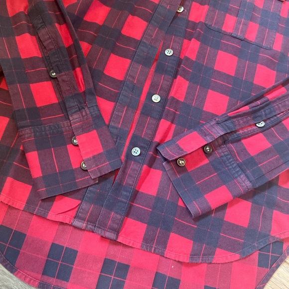 ATM Anthony Thomas Melillo Plaid Flannel Long Sleeve Shirt In Red Black XSmall - Picture 6 of 9